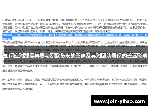 如何应对魏震禁赛与罚款带来的影响及其对团队表现的长远影响